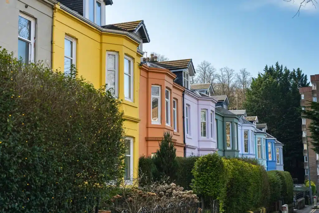 a row of colour houses in Glasgow